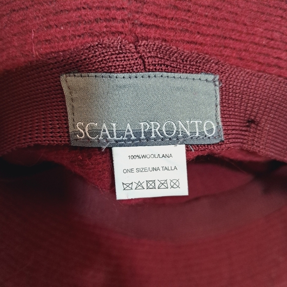 Scala Pronto Burgundy Wool Cloche Hat With Black Bow Accent - Picture 3 of 7